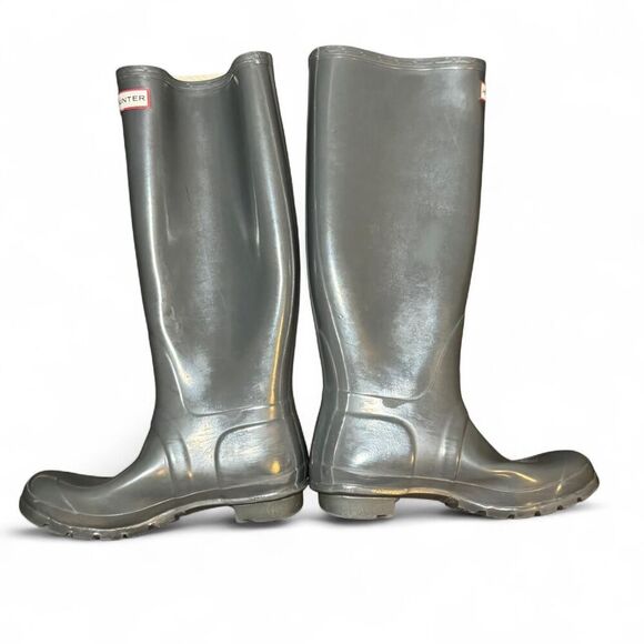 Hunter Original Tall Gloss Rain Boots Women’s Size 8M Gray Waterproof W23616 - Picture 6 of 7